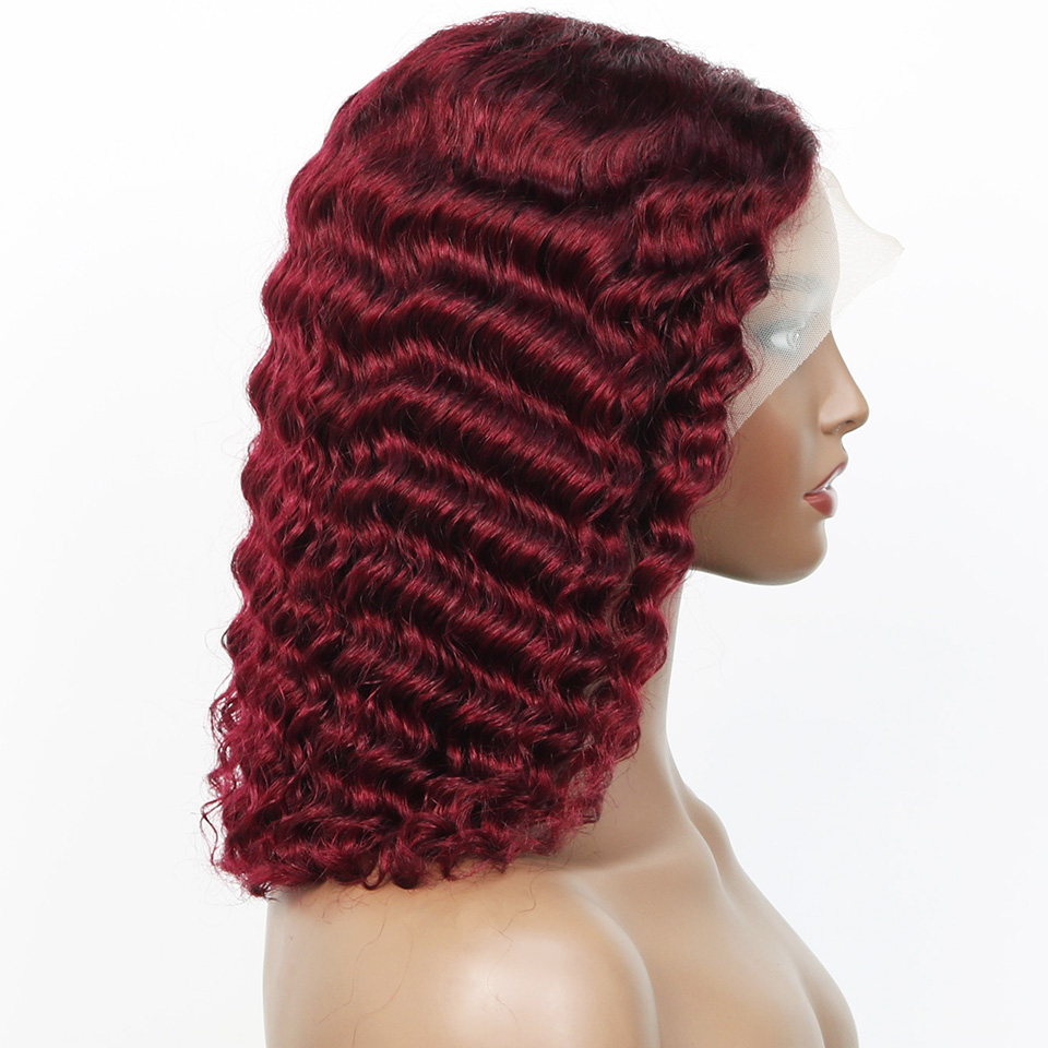 99j Burgundy Deep Bob Wig Huma - огляд і ціна Pre Parted 13X4 Lace Front Bob Wig