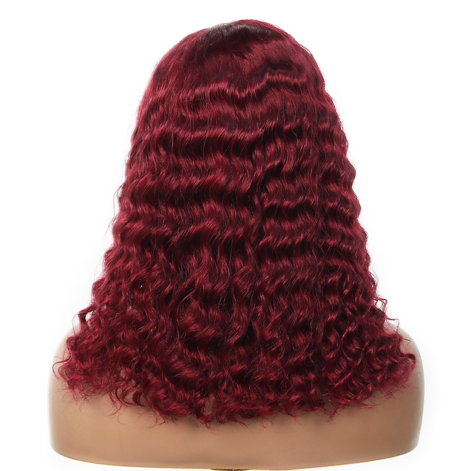 99j Burgundy Deep Bob Wig Huma - огляд і ціна Pre Parted 13X4 Lace Front Bob Wig