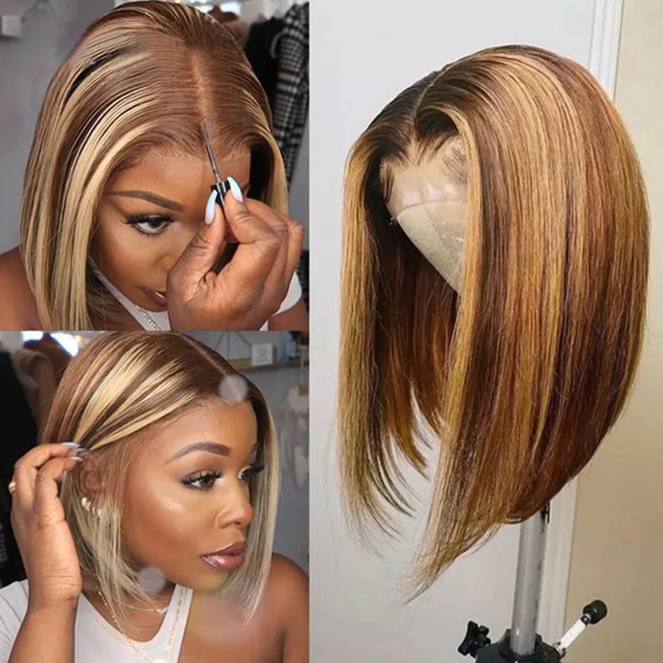 Highlight Blonde Wig Short Lac - огляд і ціна Pre Parted 13X4 Lace Front Bob Wig
