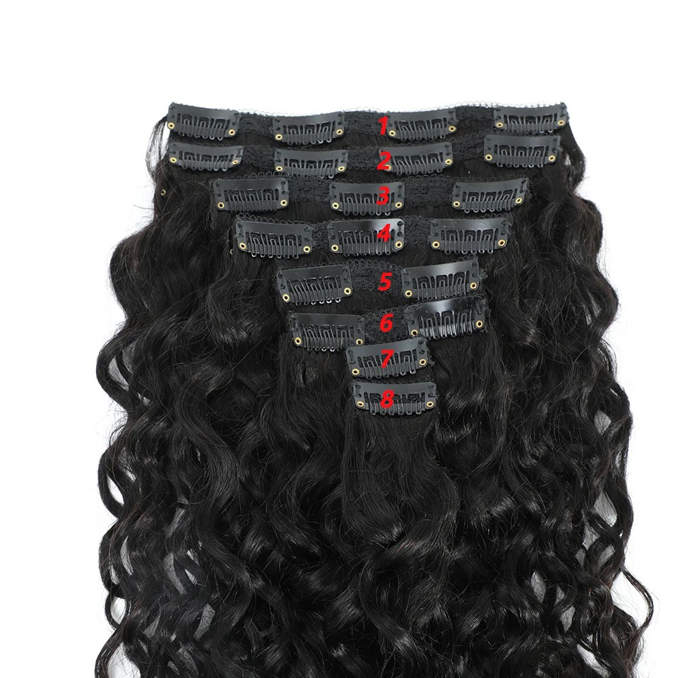 8-24 Inches Water Wave Curly C - огляд і ціна Seamless Clip In Hair Extensions Human Hair
