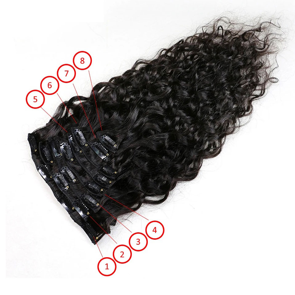 8-24 Inches Water Wave Curly C - огляд і ціна Seamless Clip In Hair Extensions Human Hair